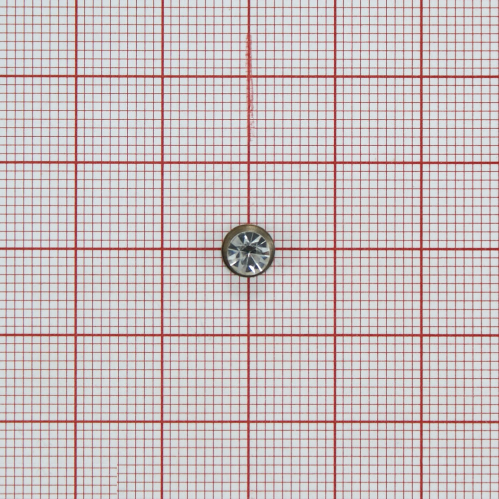 Украшение металл Камень 5мм NIKEL, белый /выпуклый над металлом/, 1т.шт. Декор Металл на ножке (для кожи, резины, ткани)