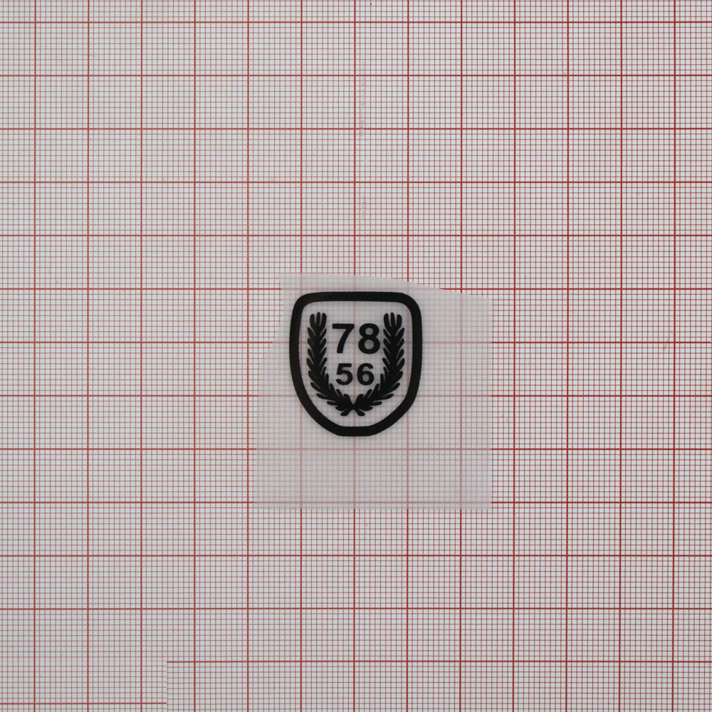 Термоаппликация резиновая прозрачная 78/56 25*27мм Герб, черный рисунок, шт. Термопереводки Резиновые, Термопленка
