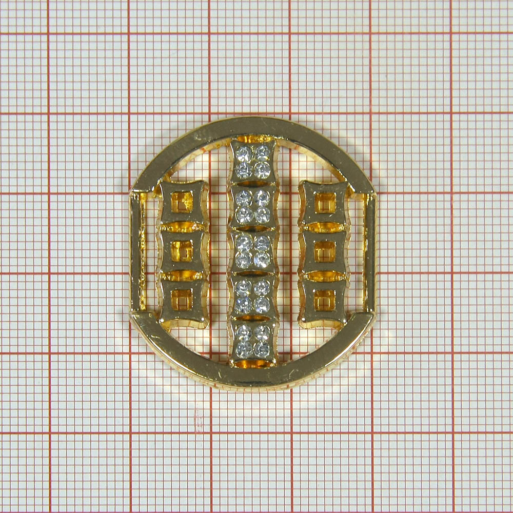 Перетяжка металл 43775 Тетрис 31*35мм GOLD, белые камни. Перетяжка металл