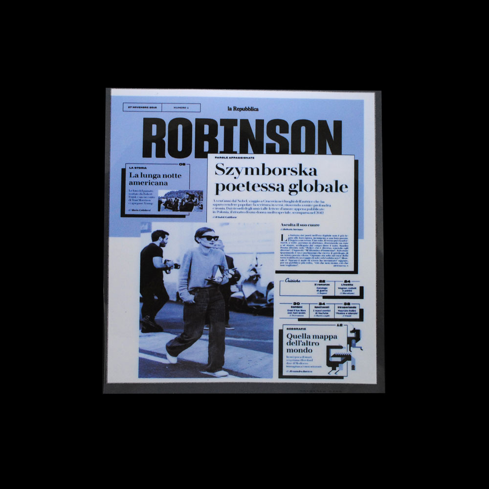 Термоаппликация Газета ROBINSON 22*20см белый, черный, серо-голубой, шт. Термоаппликации Накатанный рисунок