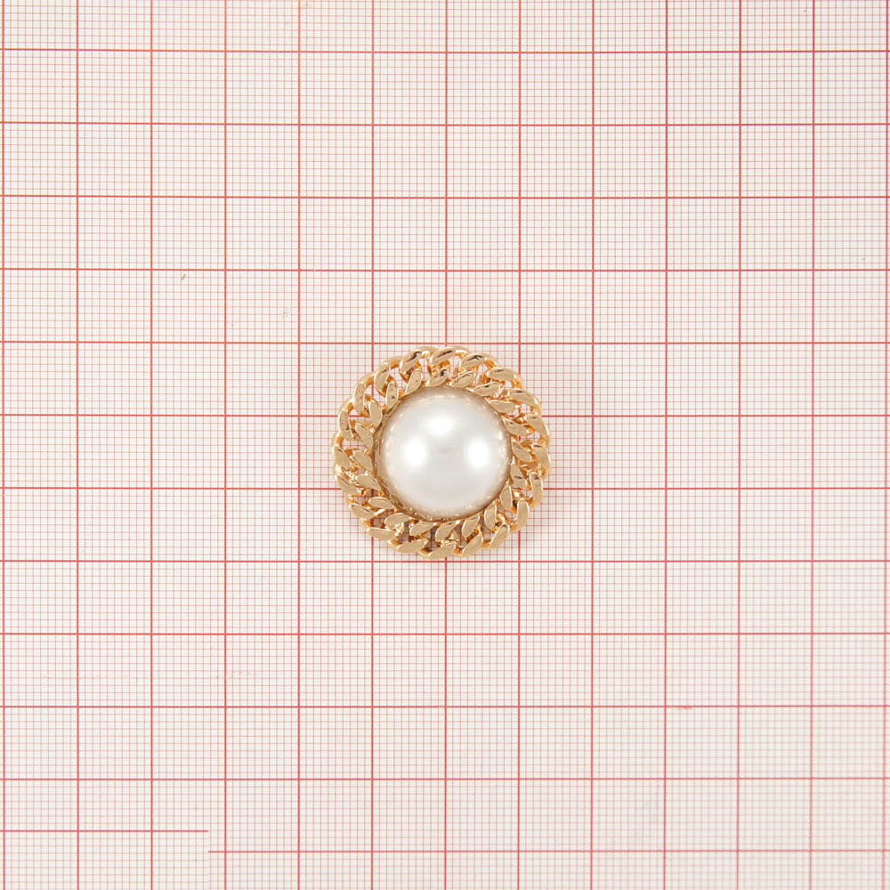 Краб металл Жемчужина в оправе из цепочки 20538 19мм GOLD, белый жемчуг . Крабы Металл Геометрия Декор