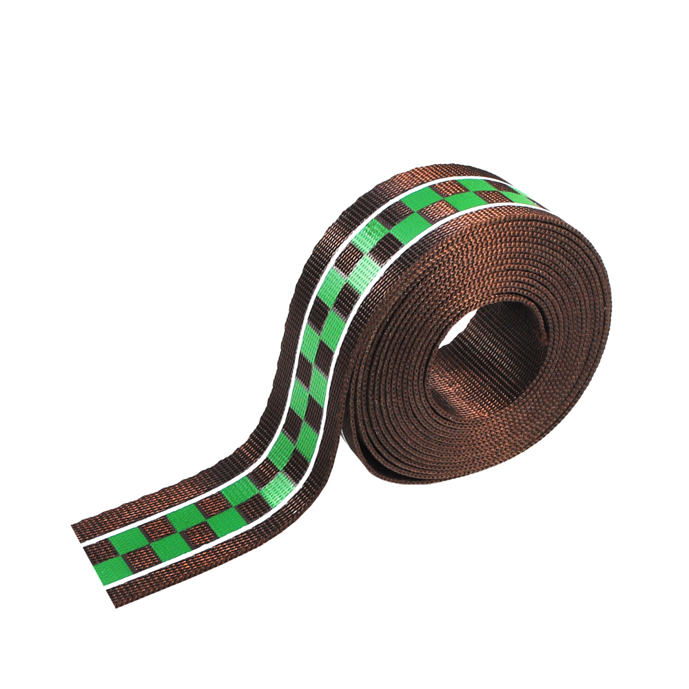 Тесьма Шахматка-зелёная 2,5см коричневая ярд. Тесьма