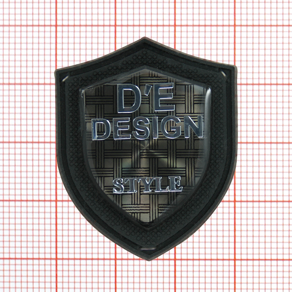 Лейба резиновая с металлом D'E Design style 33*38мм черный, темное золото. Лейба Резина