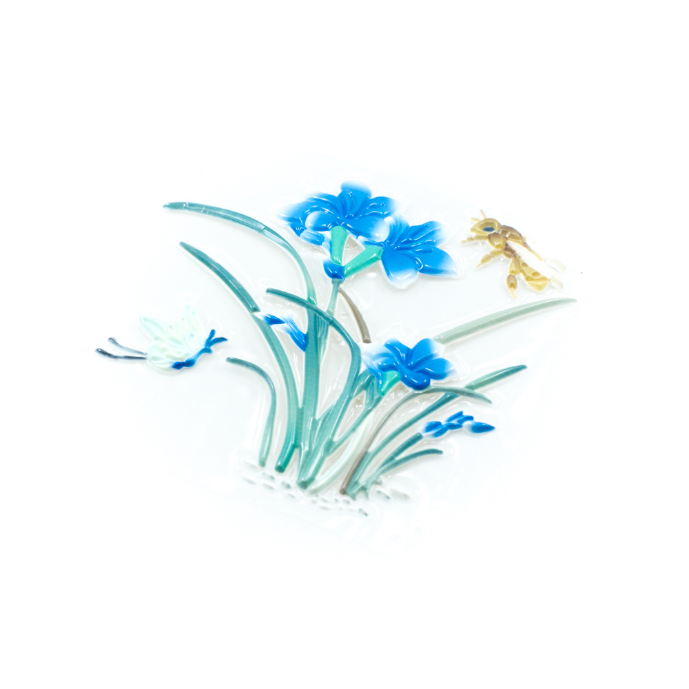 Термоаппликация резиновая 6076 Василек Синий и Пчела 11,8*10,5см зеленый, синий, белый, желтый, шт. Термопереводки Цветы, Птицы