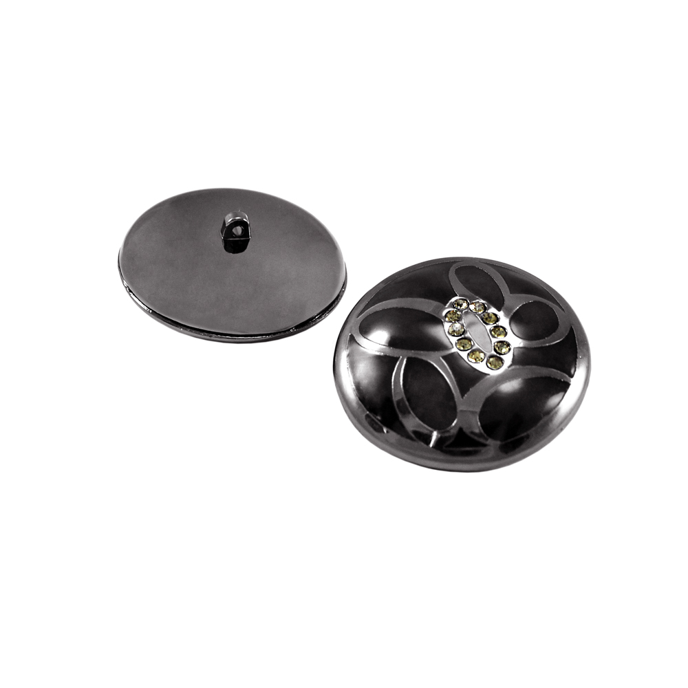 Пуговица шубная 32791172 Овалы 39мм black nikel, черная эмаль, black diamond камни, шт. Пуговица Шубная