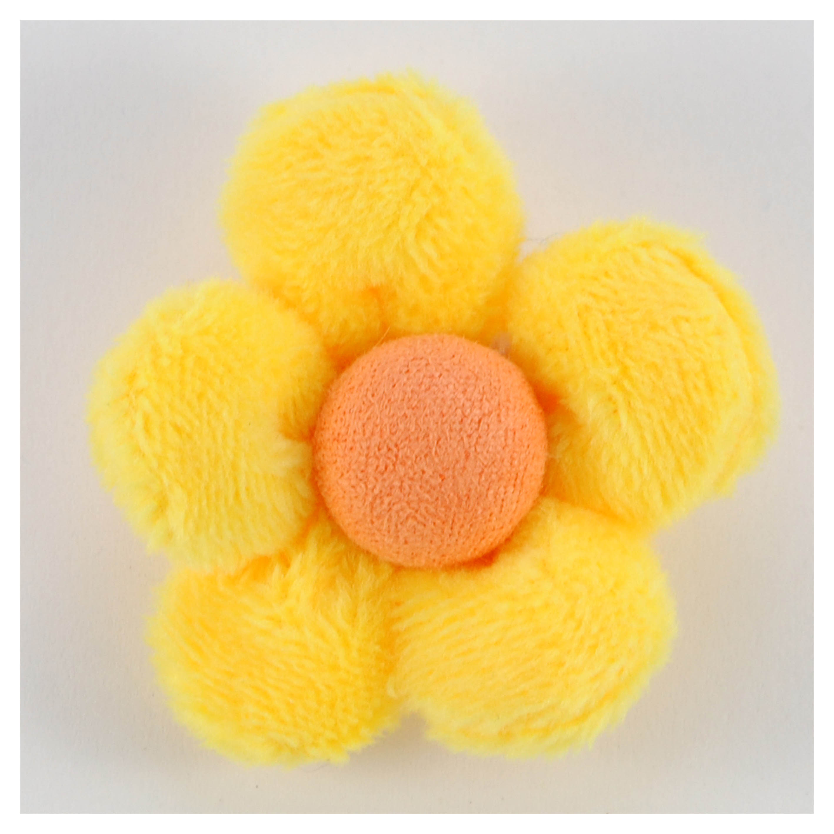 Аппликация тк. приш. дет. плюшевый цветок 4*4см, желт., оранж., шт. Аппликации Пришивные Кружевные Вязаные