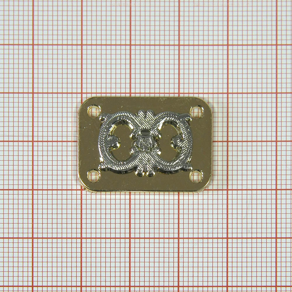 Лейба металл Герб-пластина 27*20мм пришивная 4 отверстия, GOLD. Лейба Металл