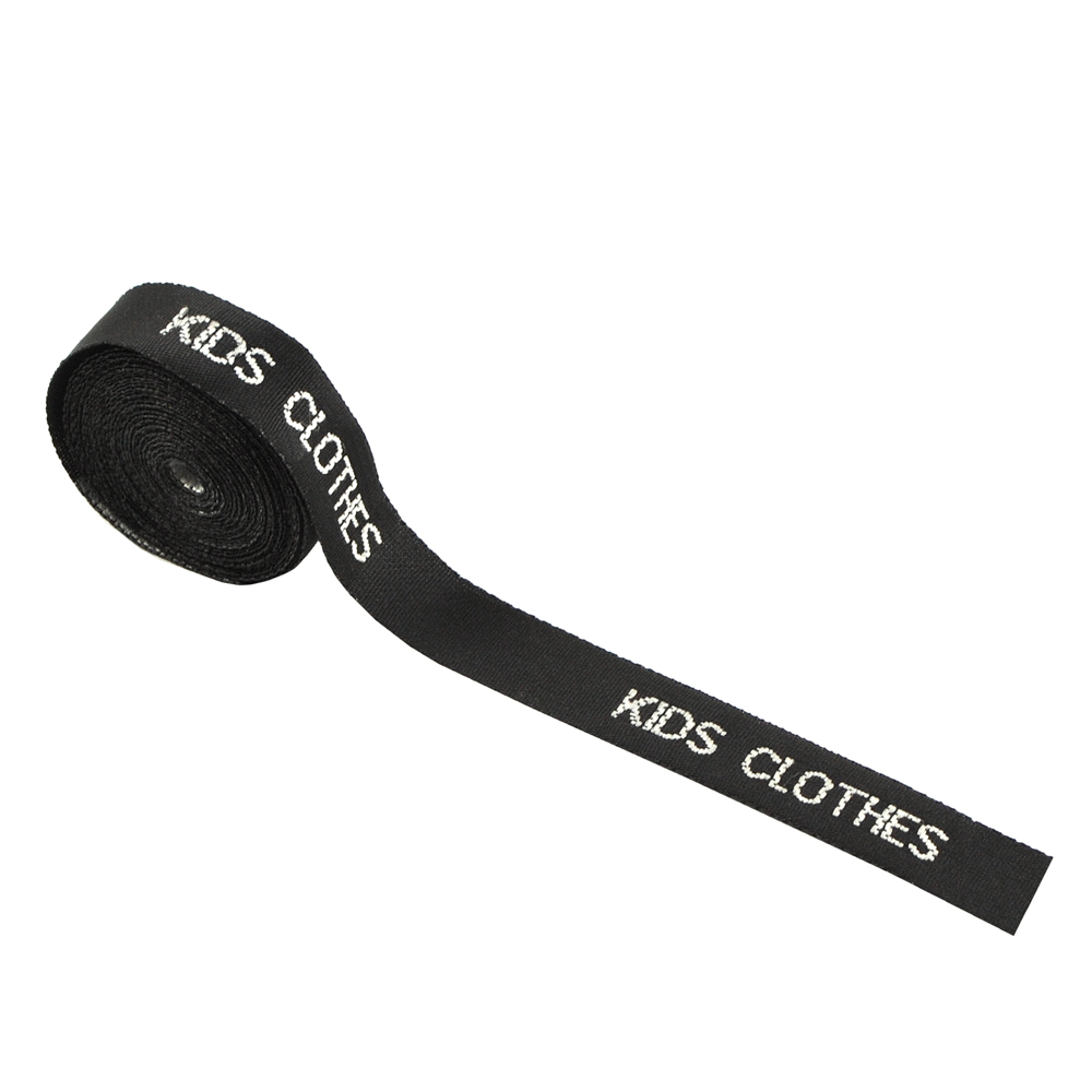 Этикетка тканевая вышитая Kids clothes №3, 7,0*1,1см. Вышивка / этикетка тканевая