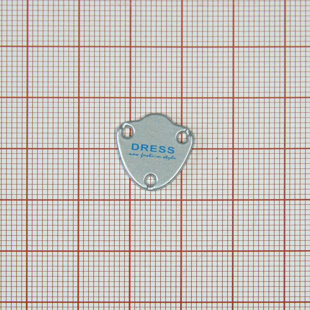 Лейба металл DRESS Медиатор 15*15мм пришивная NIKEL, голубой. Лейба Металл