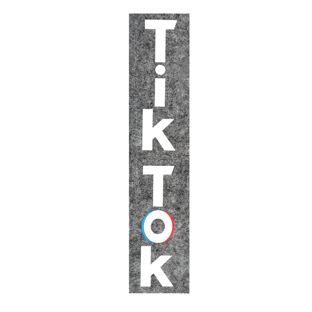Термоаппликация №9-1 TikTok вертик («О» с обводкой) 5*40см, белый, шт. Термопереводки Детские