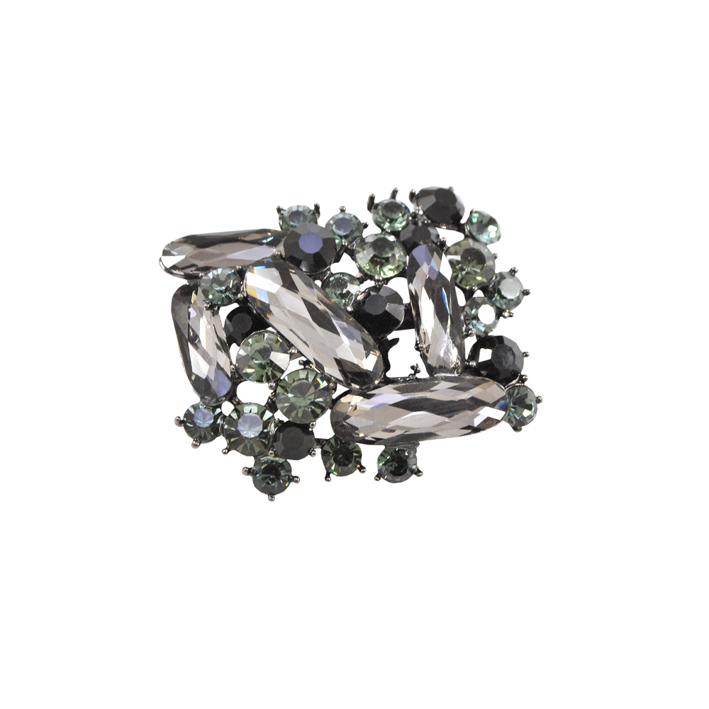 Краб металл Горка Правая 6*4,5см BN, black diamond, черные камни. Крабы Металл Геометрия Декор