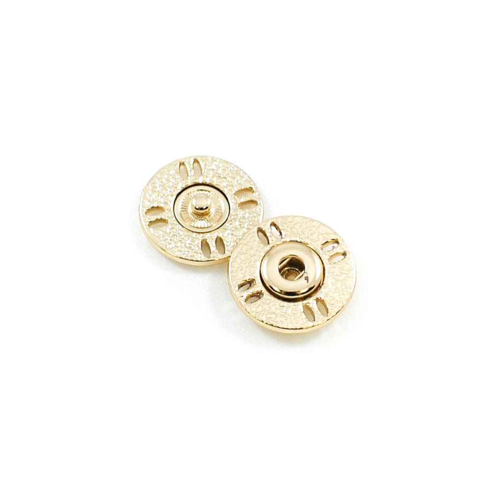Кнопка металлическая пришивная потайная Круглая Узор Кожа 20 мм, золото, шт. Кнопка пришивная потайная