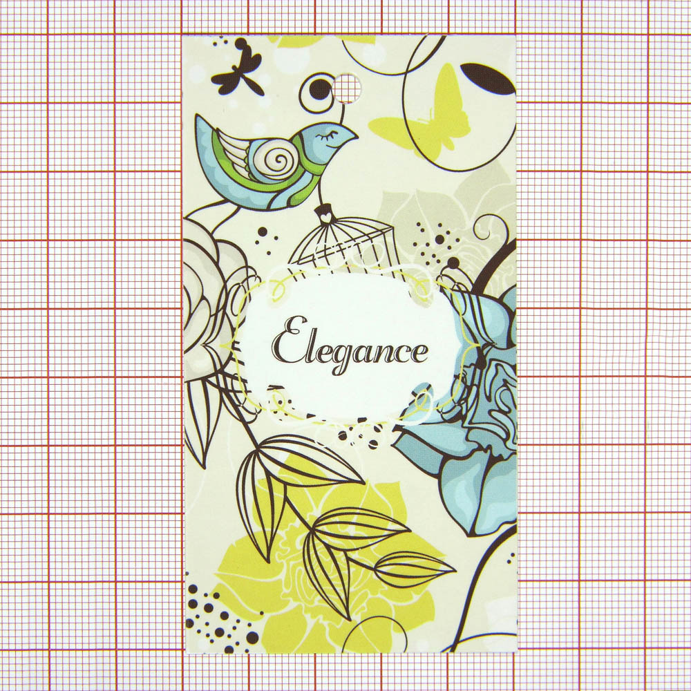 Этикетка бумажная Elegance Птичка 5*9см, глянцевая ламинация, шт. Этикетка бумага