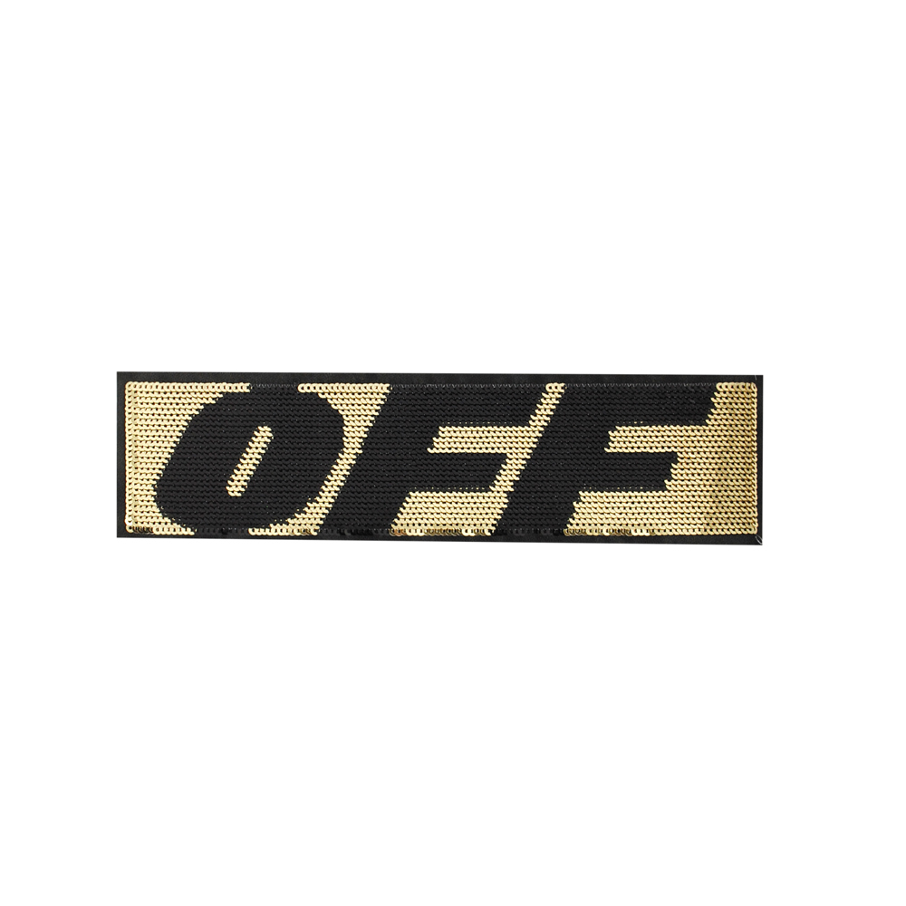 Аппликация пришивная пайетки OFF 4*15см, черный, золотой, шт. Аппликации Пришивные Пайетки