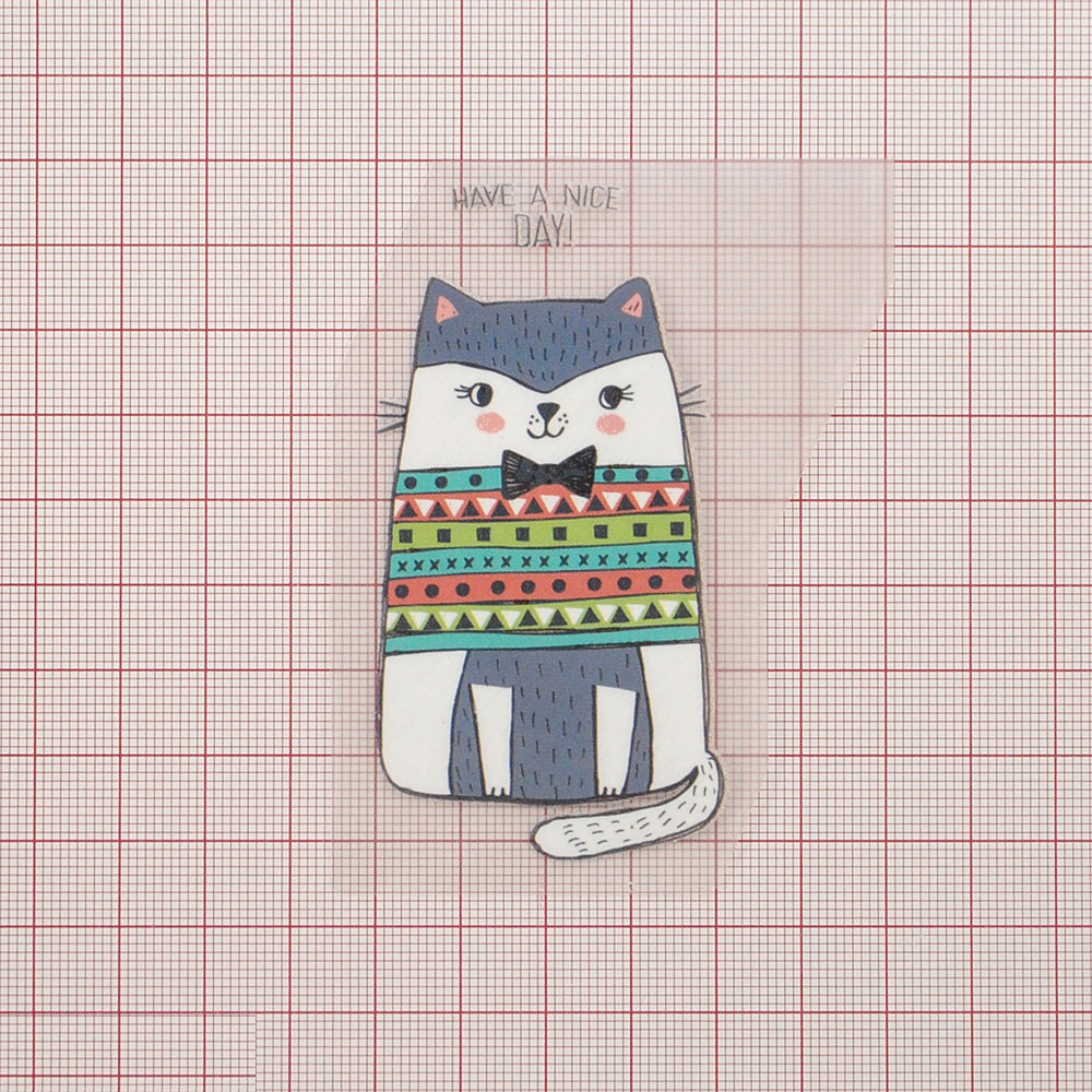 Термоаппликация Кот, бант серый 8*4см, белый, серый, цветной, шт. Термопереводки Детские