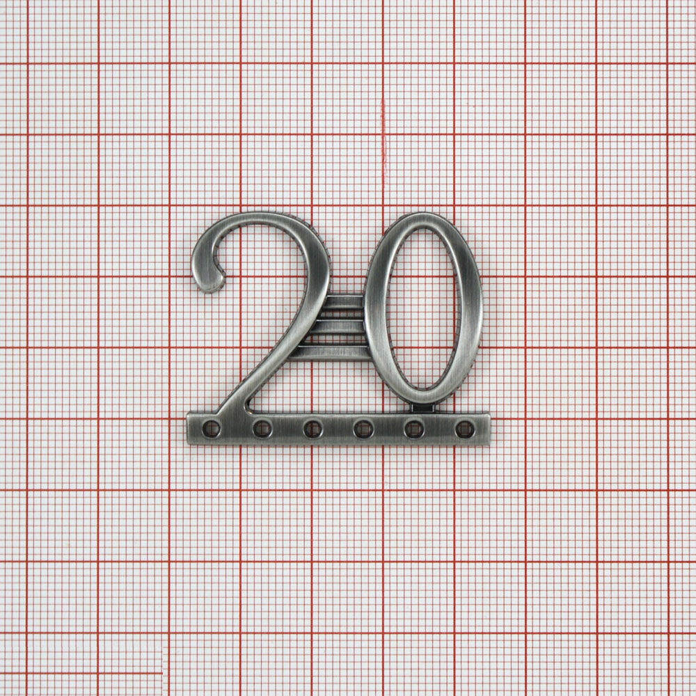 Лейба металл Двадцатка, 43*33мм, BN satin, шт. Лейба Металл