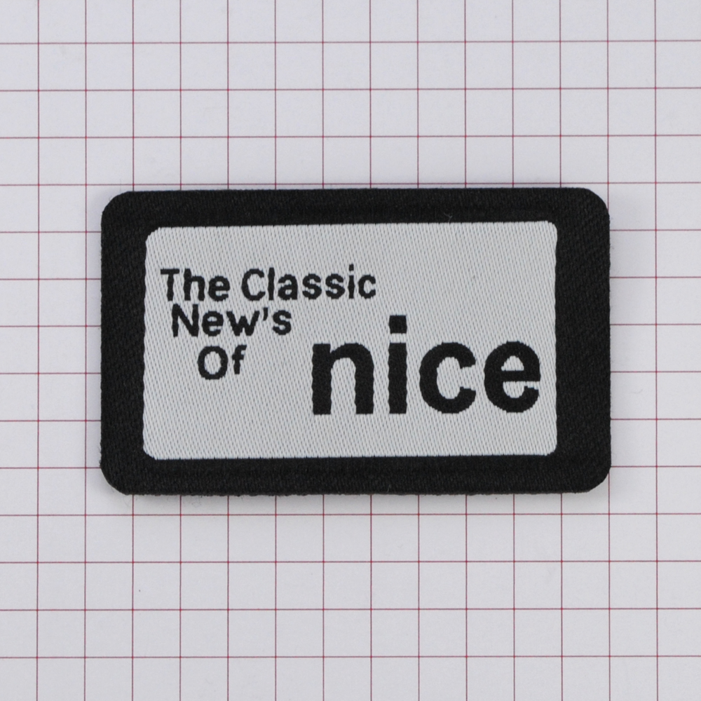 Шеврон NICE 33*55мм, белый, черный лого и рамка, шт. Нашивка Вышивка, Ткань