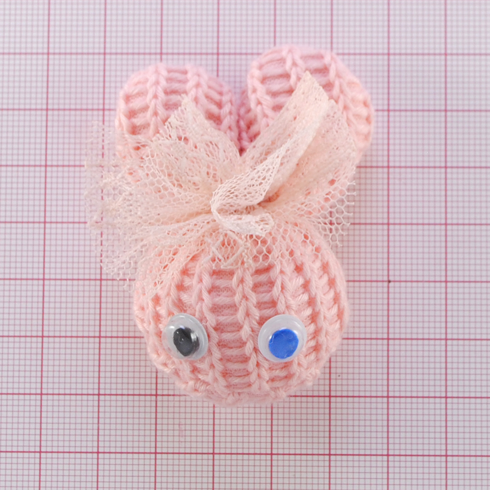 Аппликация тк. приш. дет. зайчик вязаный 4*6см, роз., шт. Аппликации Пришивные Кружевные Вязаные