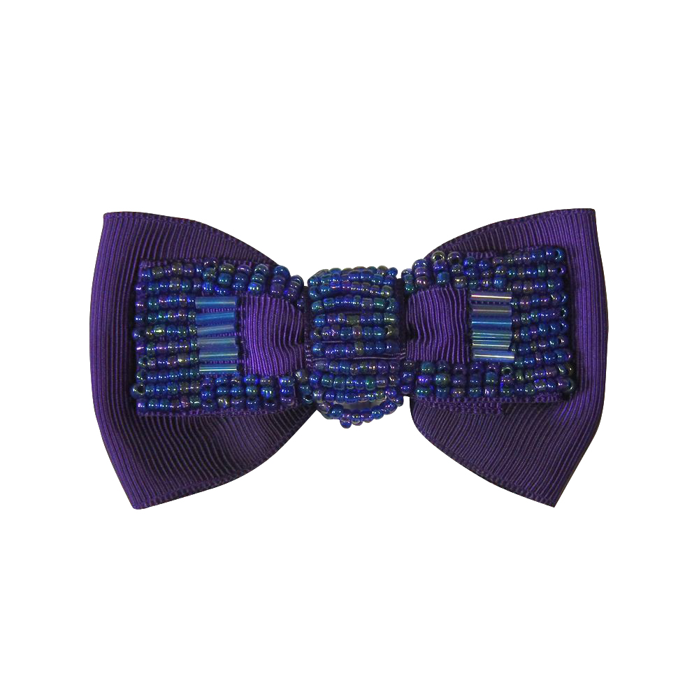 Аппликация декор обувная Бант-бабочка фиолетовая, бисер Цилиндр, шт. Аппликации Пришивные Обувные
