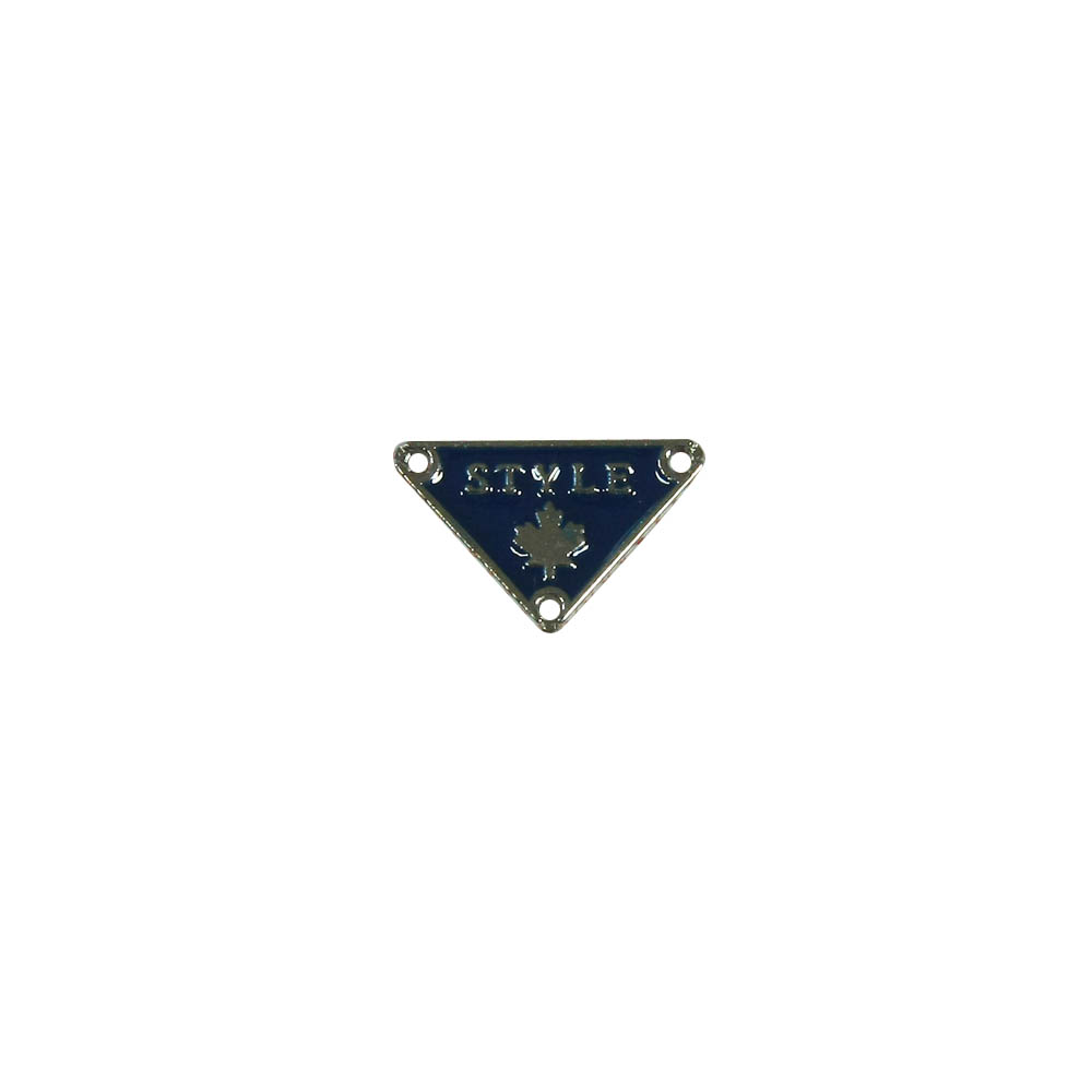 Лейба металл Style Клен 17*10мм треугольник пришивной NIKEL, темно-синяя эмаль. Лейба Металл