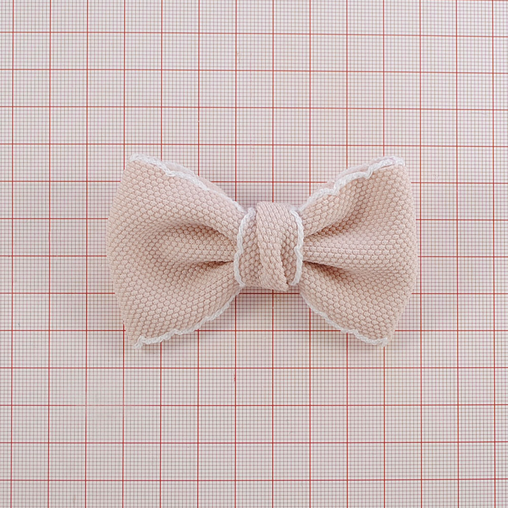 Аппликация декор обувная SABF2126 бежевый бантик Рюш, шт. Аппликации Пришивные Цветы Банты