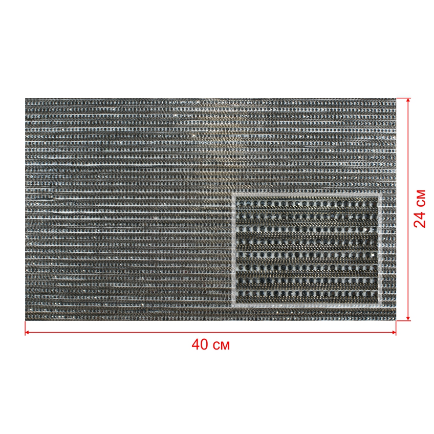 Стразы полотно клеевое полоска 5мм черные (blackHematite) камни, цепь якорная BN 24*40см, 1лист. Полотна из страз