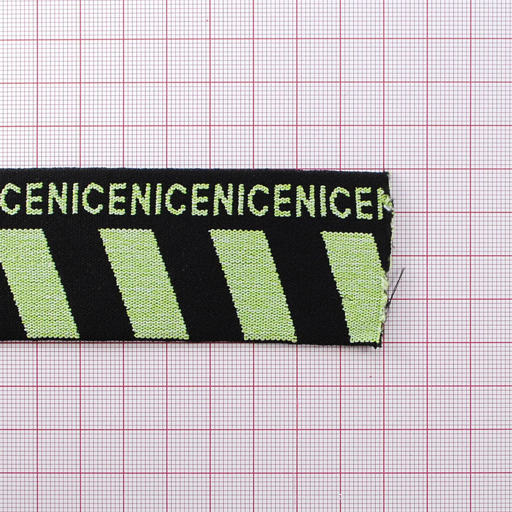 Резинка NICE 4см, черный и салатовый лого, 45ярд. Резинка