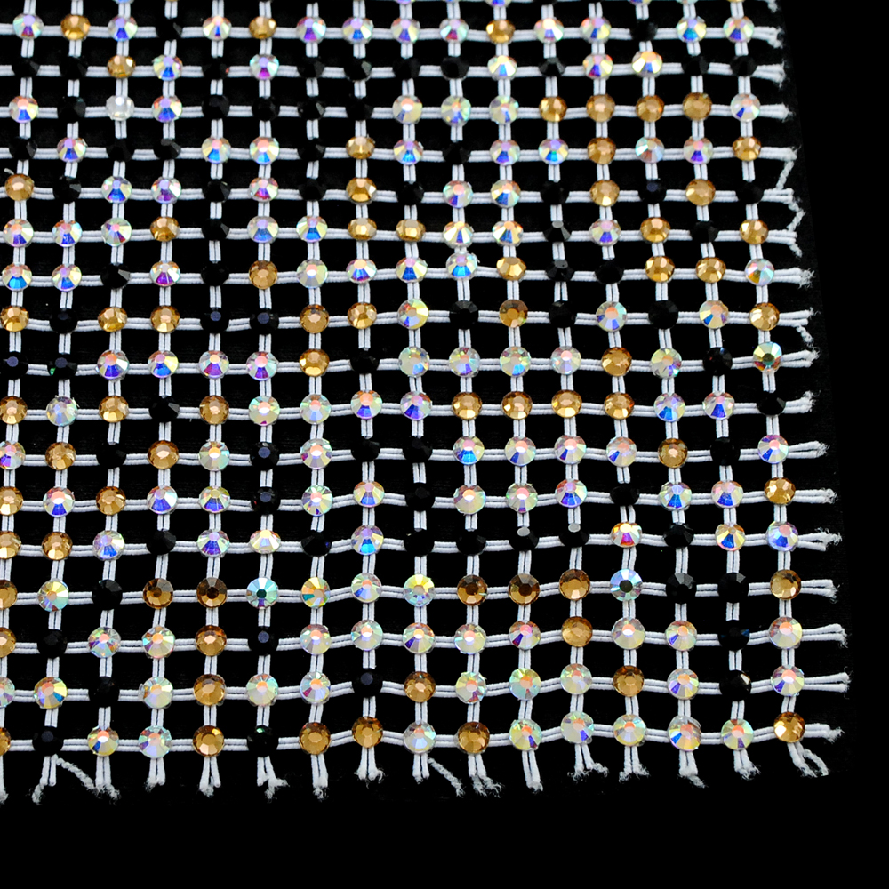 Сеть из резинки со стразами SS16, 24*38см белый, jet black, crystal yellow, шт. Сеть со стразами