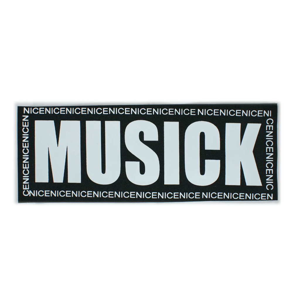 Нашивка тканевая MUSICK NICE 25*9,5 см.черный фон, белые буквы, шт. Нашивка Вышивка, Ткань