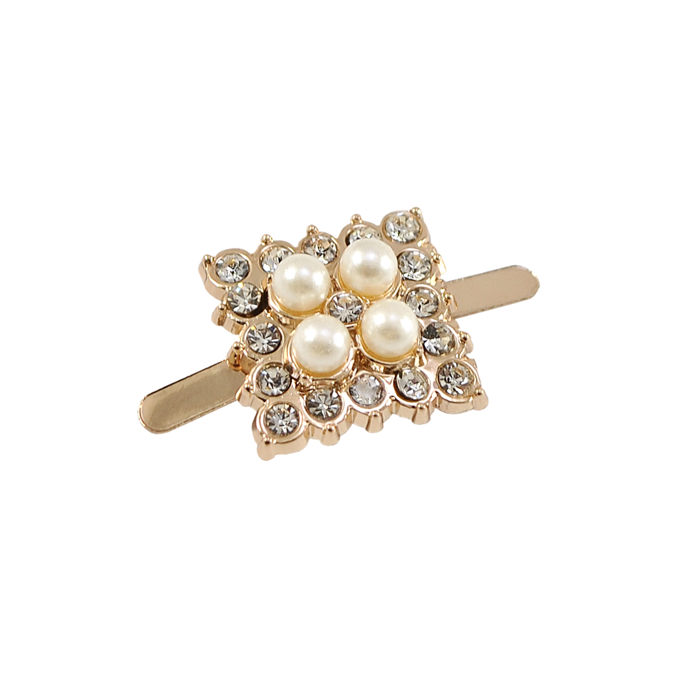 Краб металл 51924 Плитка 5х5 16мм GOLD, белые камни, светло-бежевый жемчуг, шт. Крабы Металл Геометрия Декор