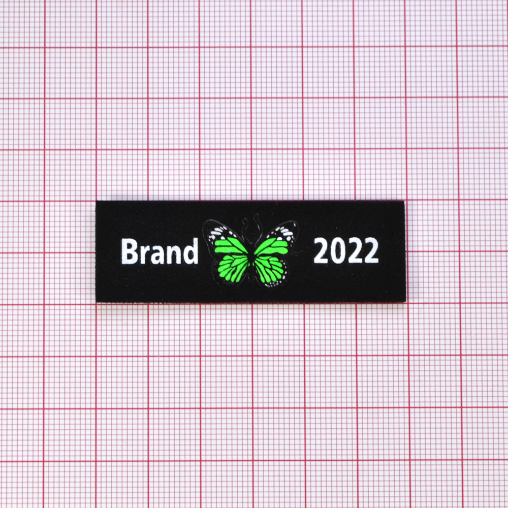 Лейба ткань Бабочка Brand 2022, 2*6см, черный, серый, зеленый, шт. Лейба Ткань