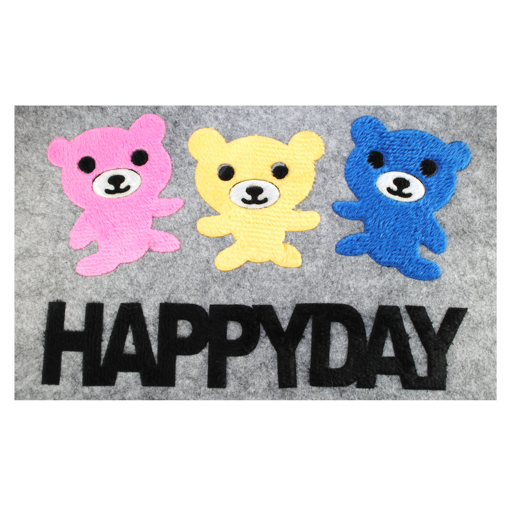 Аппликация клеевая мех Мишки Happy Day 22*15см синий, желтый, розовый и черный, шт. Аппликации клеевые Ткань, Кружево