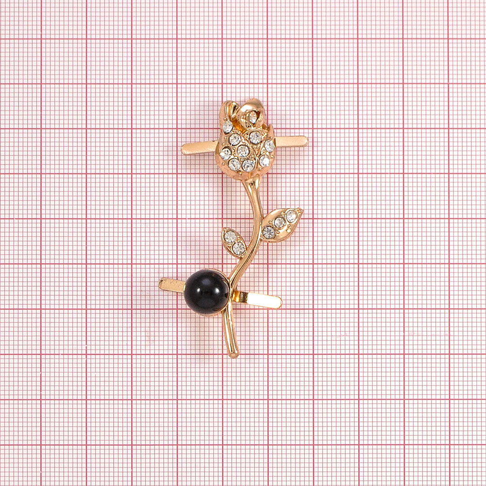 Краб металл Брошь с черным жемчугом ПРАВЫЙ 15*50 золото, белые камни, черный жемчуг, шт. Крабы Металл Цветы, Жуки