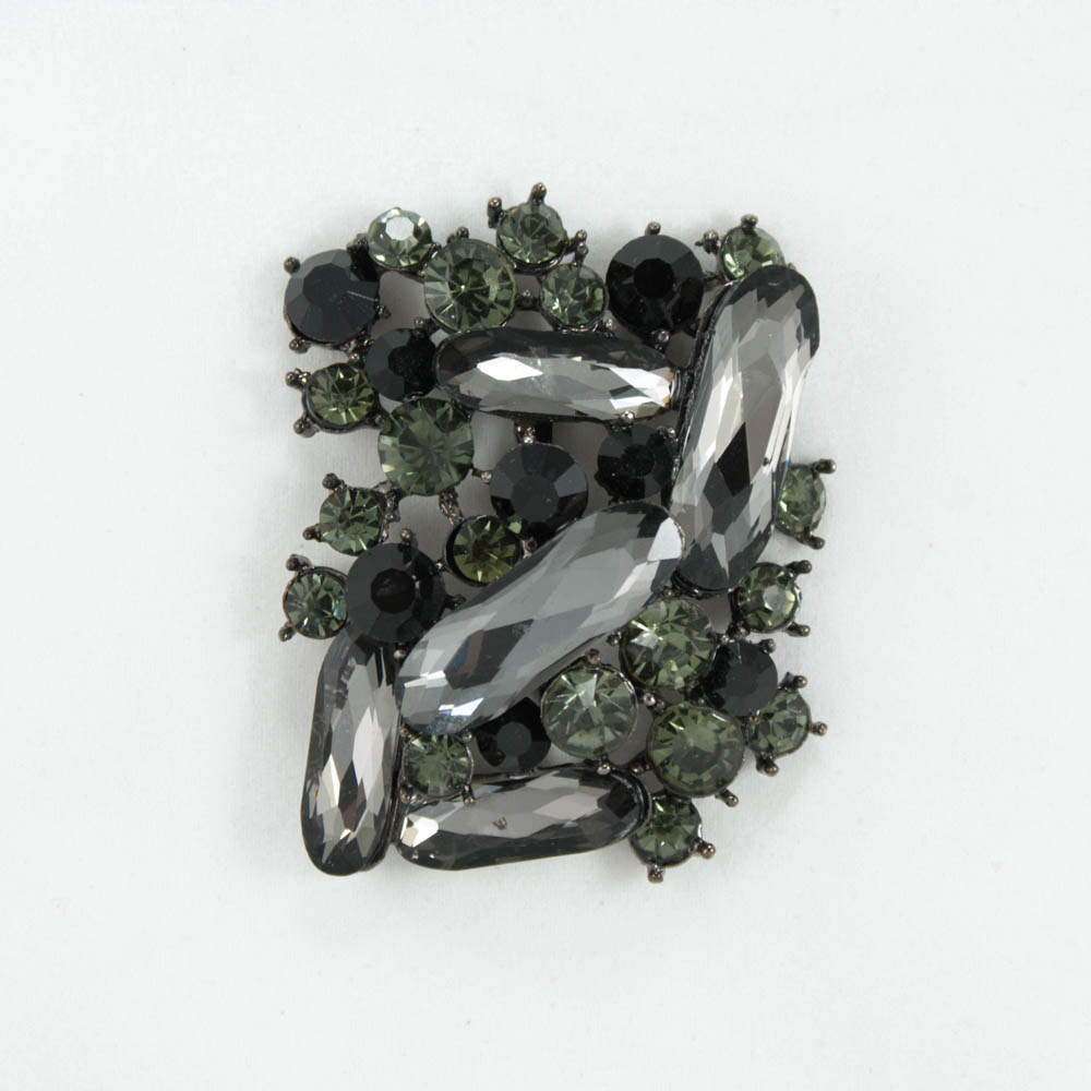 Краб металл Горка Левая 6*4,5см BN, black diamond, черные камни. Крабы Металл Геометрия Декор