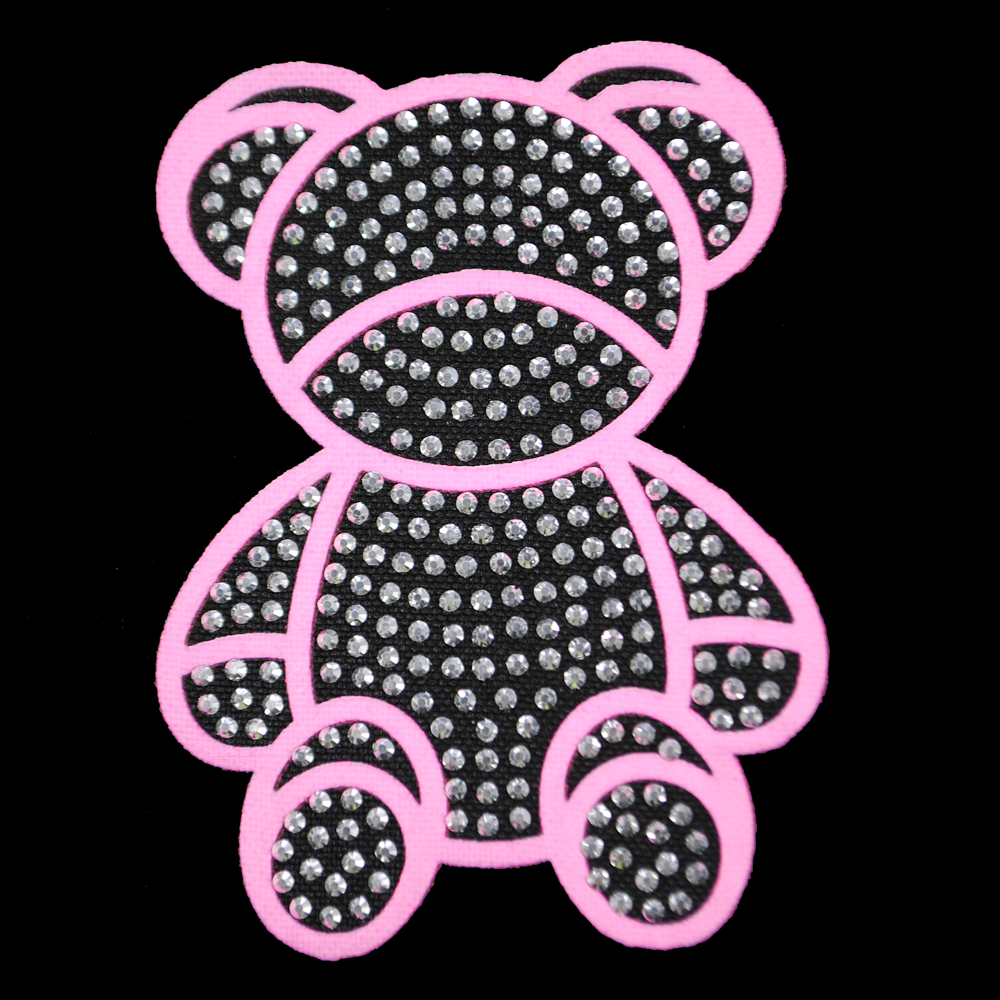 Аппликация композиит, Мишка, 5,8*8см, DTF флуоресцент, SS6 серебро 62581, шт. Аппликация композит