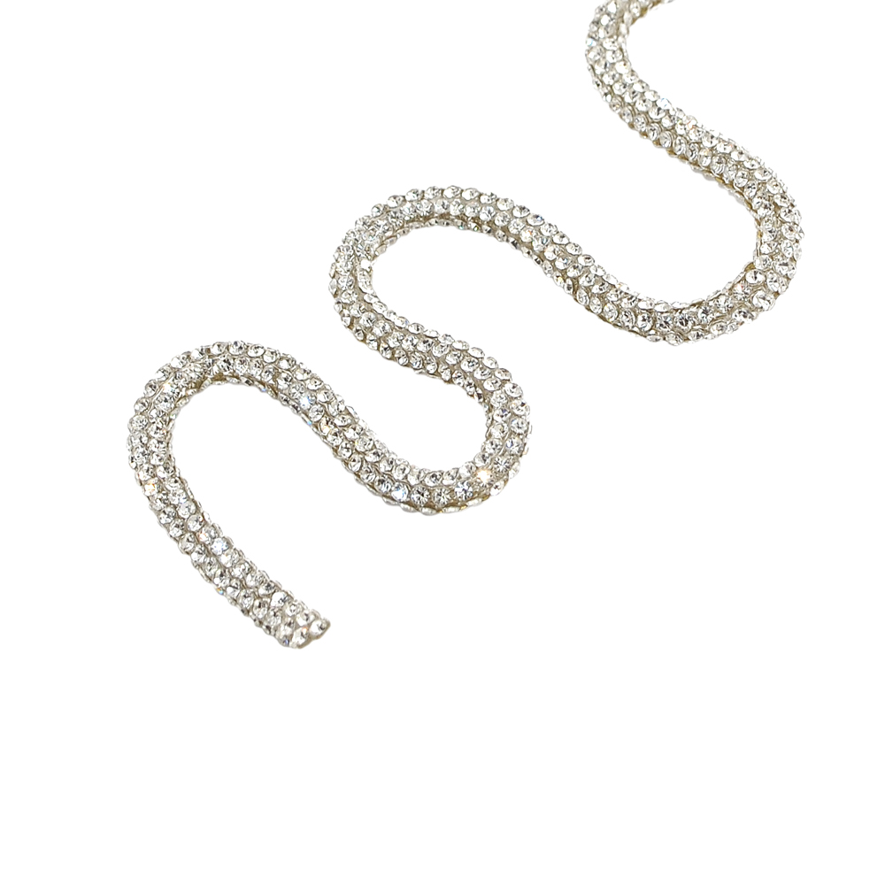 Шнур со стразами, SS6 (класс А), 0,5 см, белый, ярд. Тесьма из страз