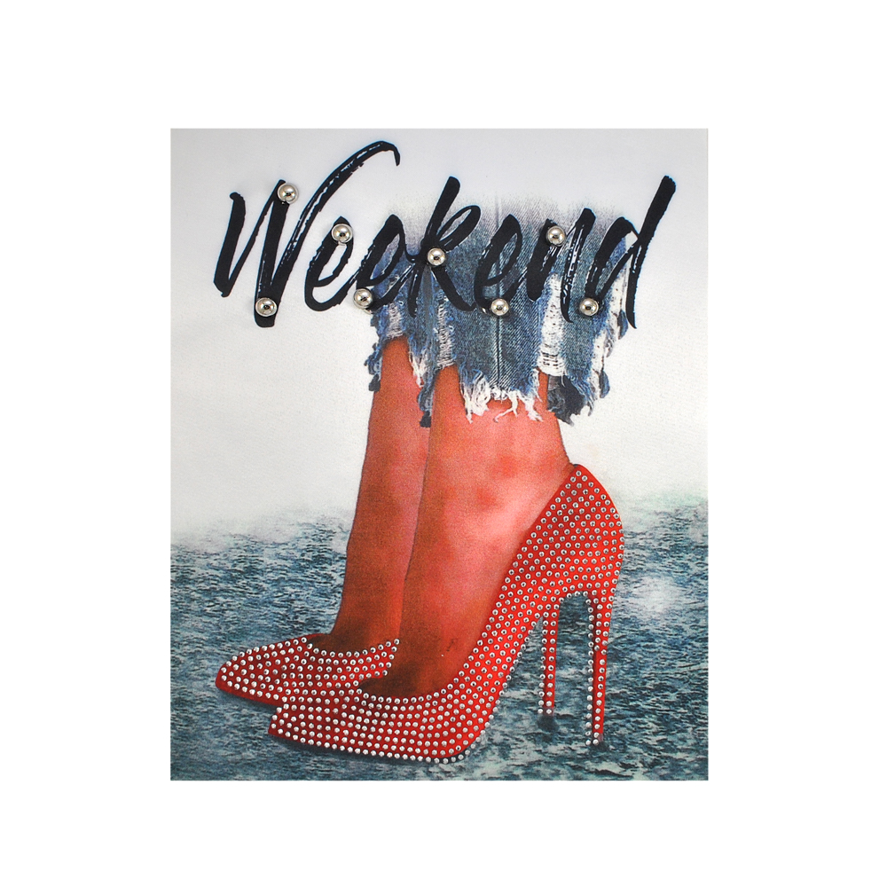 Аппликация пришивная, со стразами Weekend 20*24,5см, белый, красный, бежевый, черный, шт. Аппликации Пришивные Стразы, Бисер, Металл