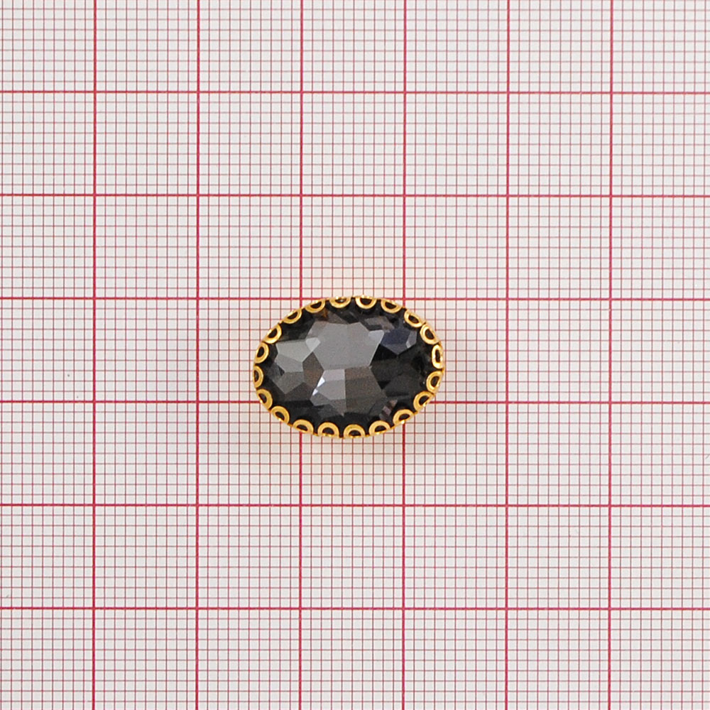Стразы пришивные в металле, овал, оправа, 1,3*1,8см, black diamond, шт. Стразы пришивные в металле