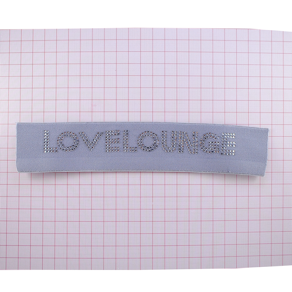Резинка со стразами LOVE LOUNGE, 4см, серый, белый, ярд. Резинка
