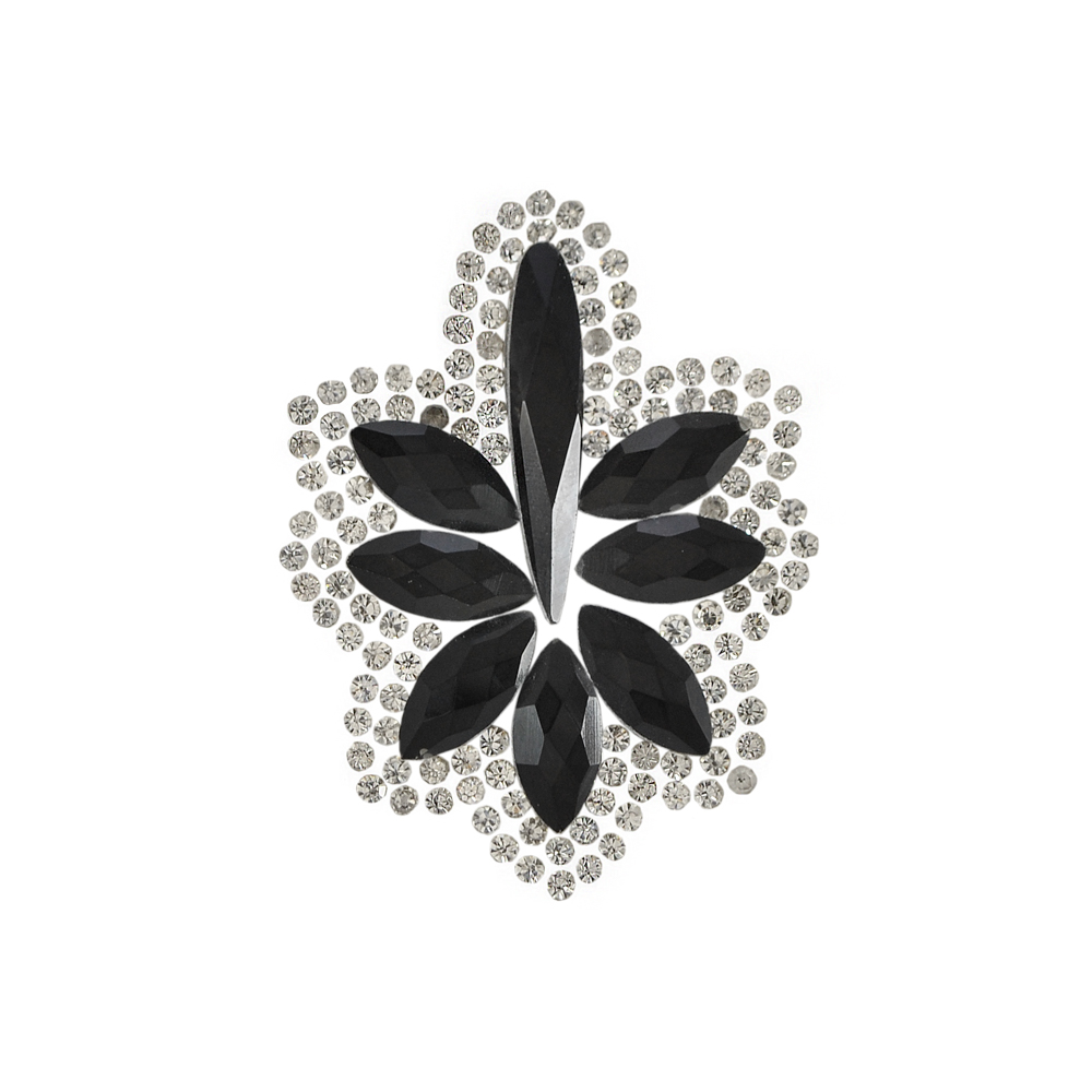 Аппликация клеевая стразы 2F-68 Дерево 54*41мм белые, черные, шт. Аппликации клеевые Стразы комб.