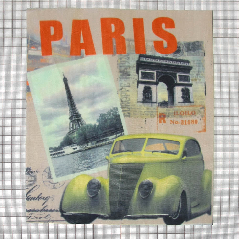Аппликация пришивная 3D-рисунок Paris Желтая Машина 24*20см, шт. Аппликации Пришивные Постер