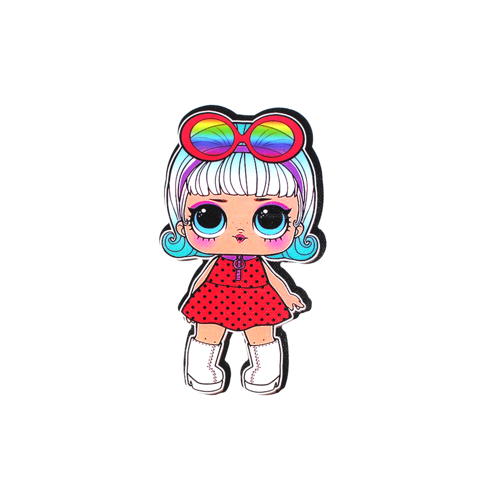 Нашивка глиттер Кукла L.O.L. (в радужных очках) 15.5*9см красное платье, шт. Нашивка Глиттер