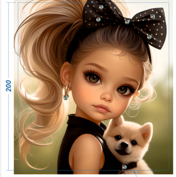 Аппликация композит, Девочка с шпицем, 18*20см, королевский атлас, сублимация, лазер, SS20 32596, шт. Аппликация композит