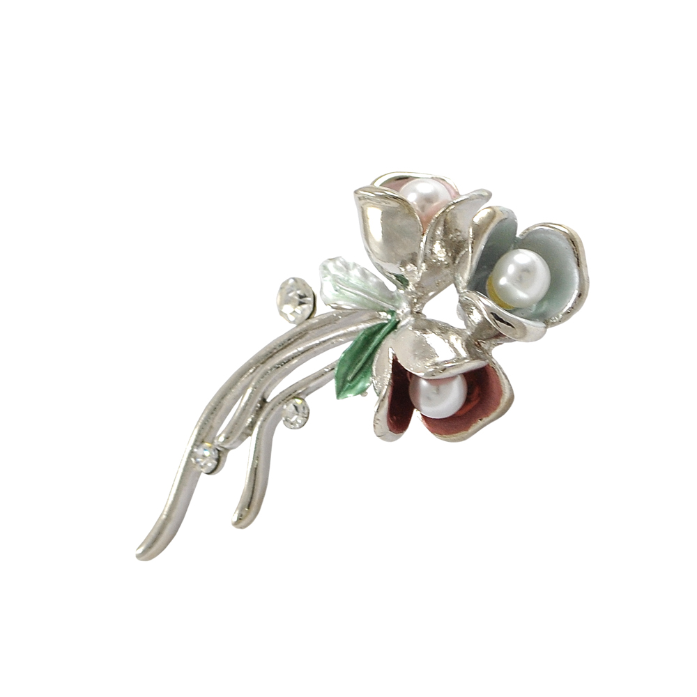 Брошь Колокольчик никель, зеленая эмаль. Броши