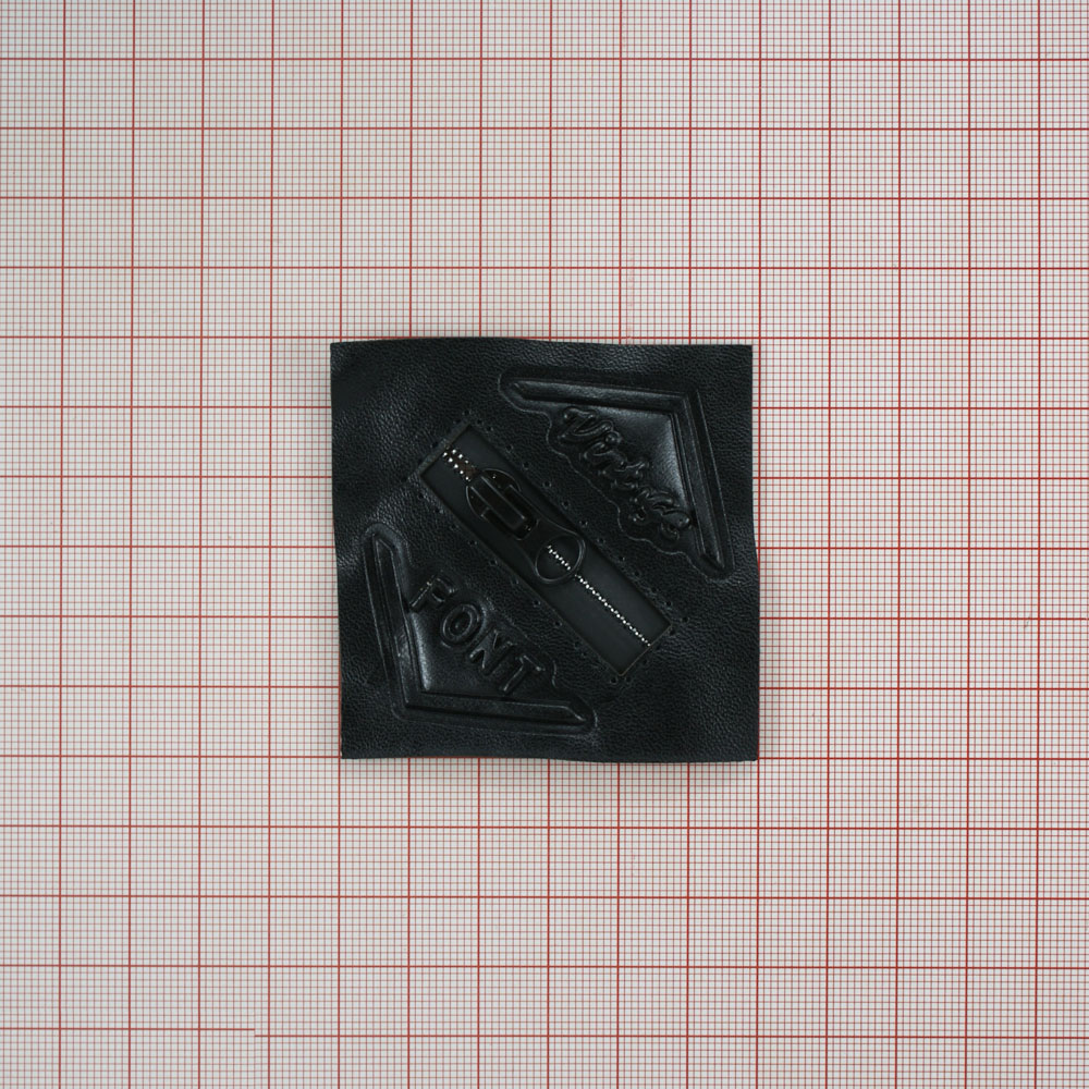 Аппликация пришивная кожзам FONT карман прямоугольный, змейка 6*6см черный, шт. Нашивка Кожзам