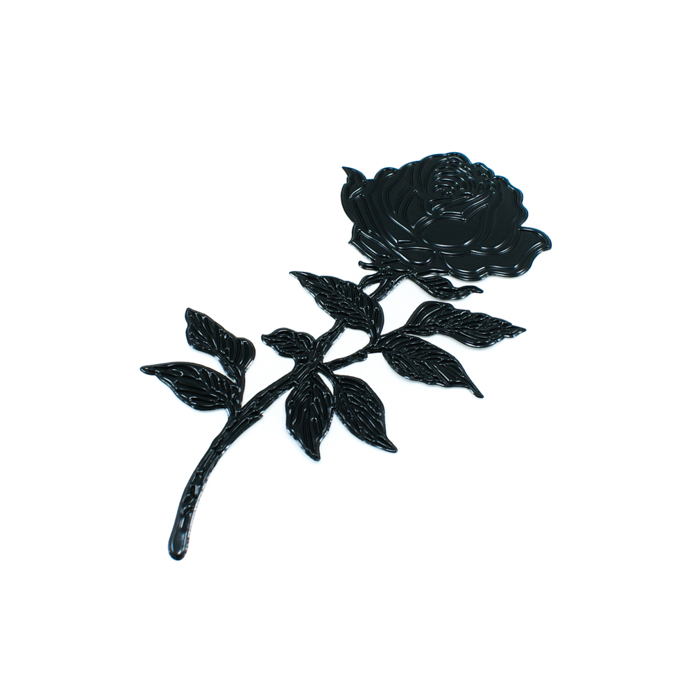 Термоаппликация резиновая 6060 Роза Черная 9,3*17,3см черная, шт. Термоаппликации Накатанный рисунок