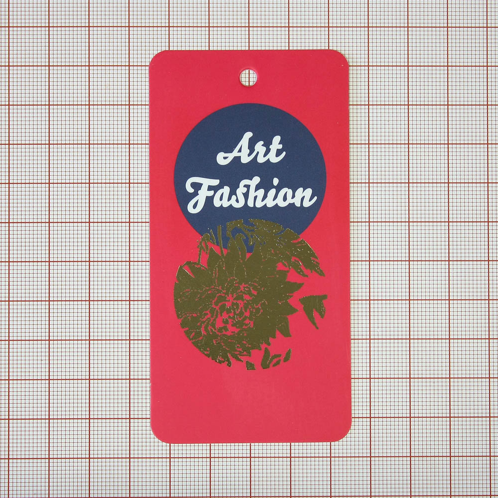 Этикетка бумажная Art Fashion малиновая с синим кругом 50*100мм, шт. Этикетка бумага