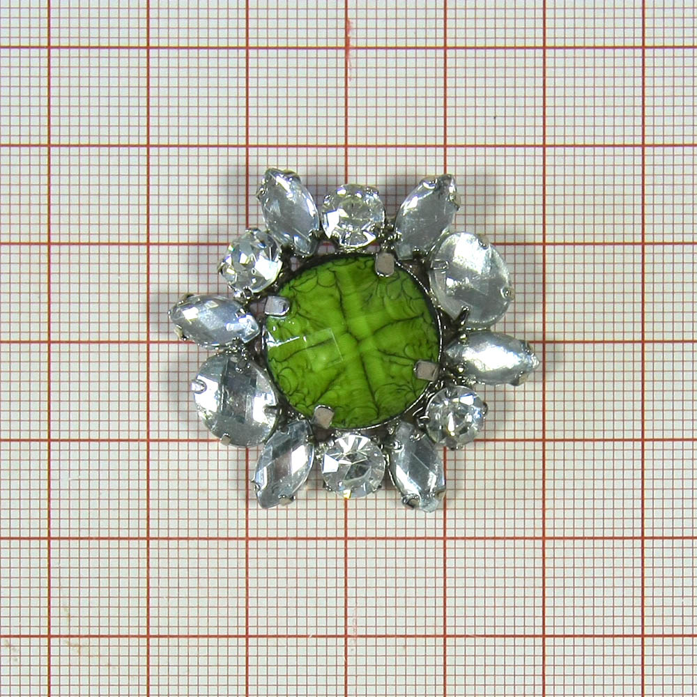 Краб металл HW-2092 краб, зеленый камень, NIKEL. Крабы Металл Цветы, Жуки