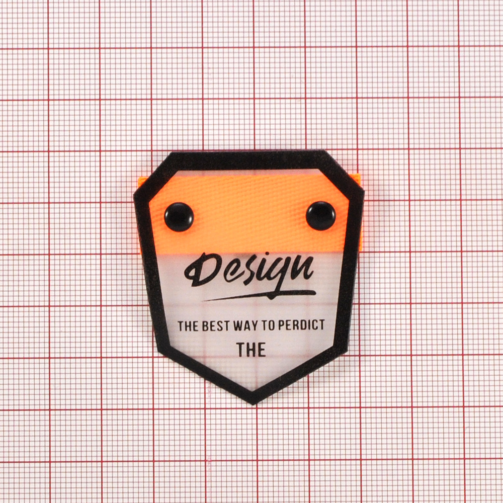 Лейба клеенка с хольнитенами Design  4,5*5см, прозрачная, черная, оранжевый  шт. Лейба Клеенка