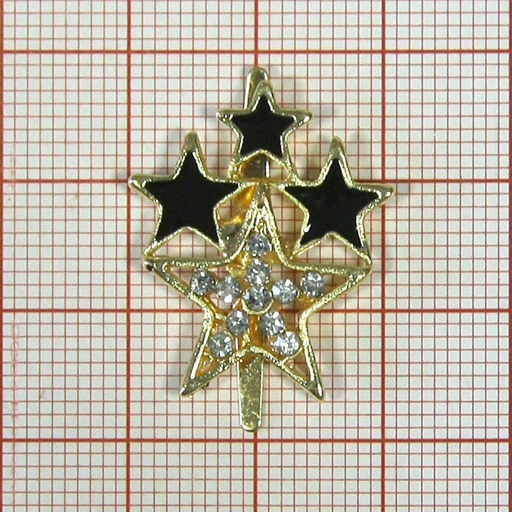 Краб металл Звезды 26*22мм GOLD, черная эмаль, белые камни, шт. Крабы Металл Цветы, Жуки